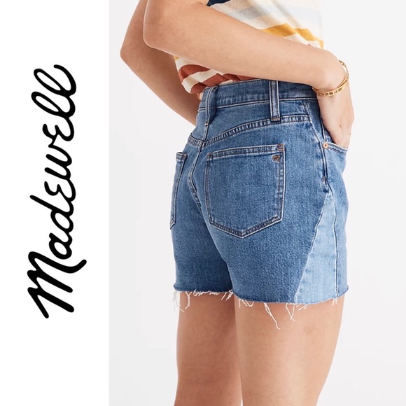 Madewell Pants - Madewell High Rise Denim Jean Shorts: Pieced Edition J0530 Patchwork Raw Hem 25